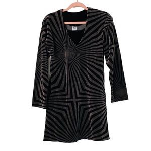 Vintage Nanso Psychadellic Velvet Black Gray Hippie Boho Dress Small